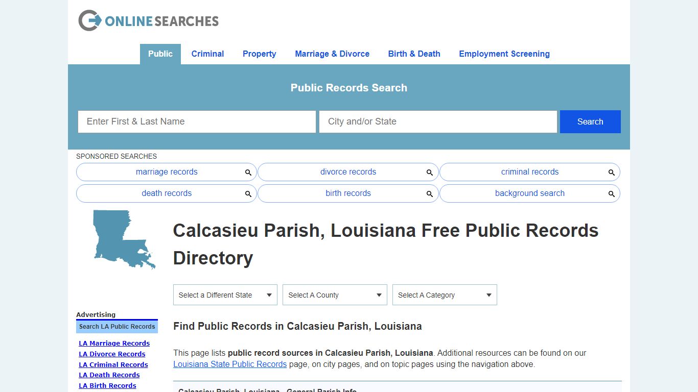 Calcasieu Parish, Louisiana Free Public Records Directory